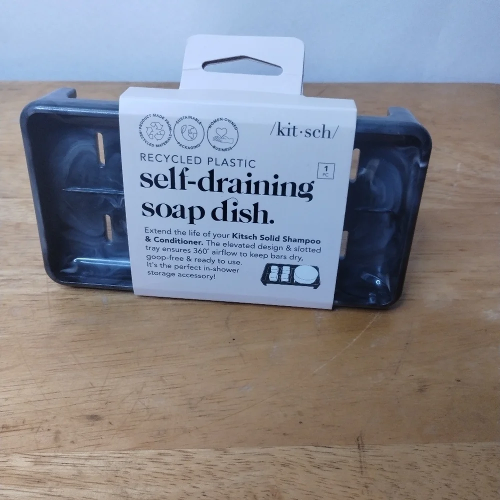 New self draining soap dish recycled plastic